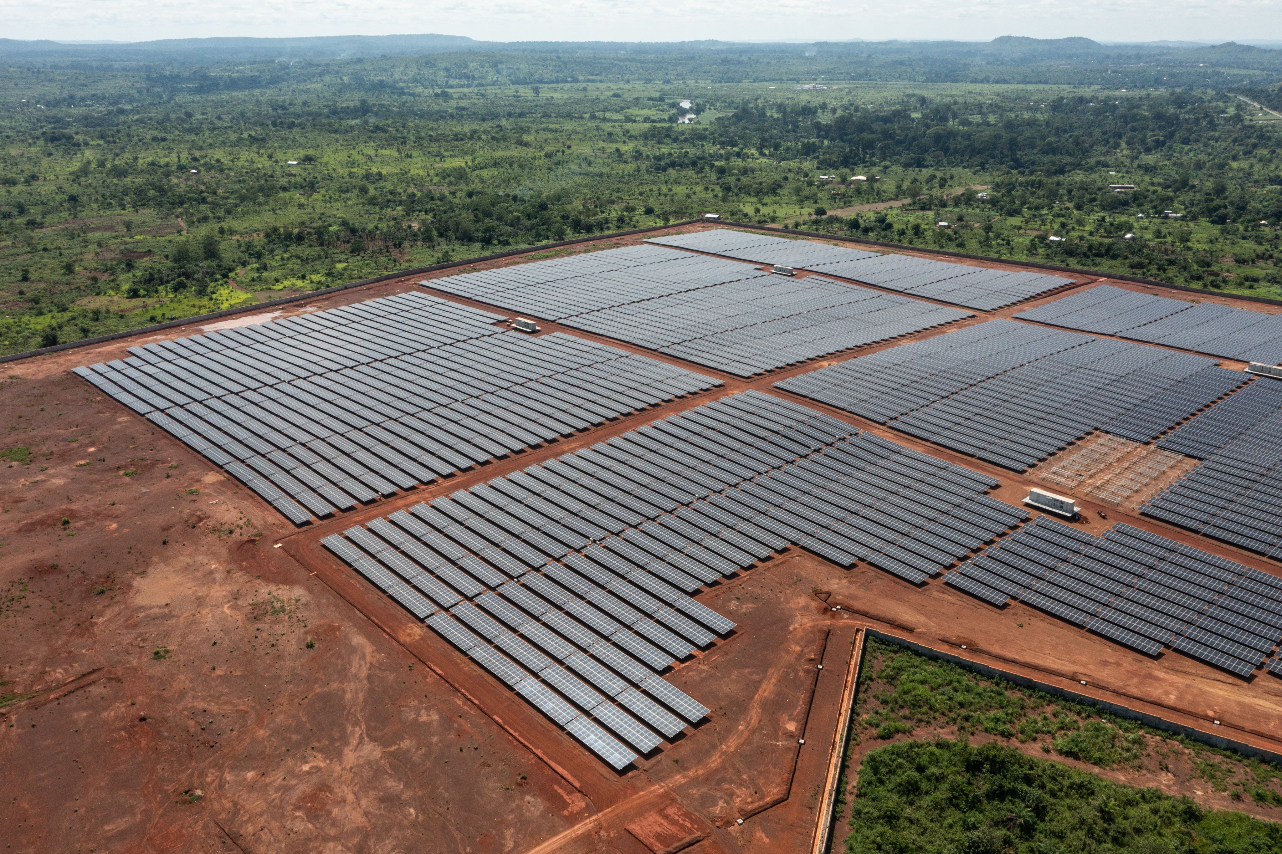 Aerial view of the solar park in Bangui, Central African Republic.